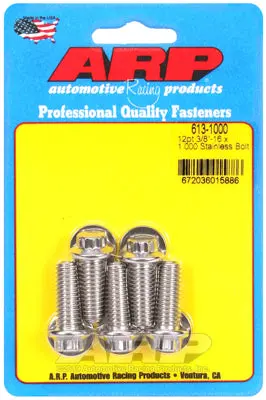 Arp 613-1000 Stainless Steel 12-Point Bolts - 3/8-16 X 1.000 In. Uhl, Set Of 5 1