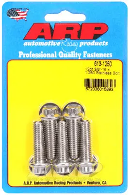 Arp 613-1250 Stainless Steel 12-Point Bolts - 3/8-16 X 1.250 In. Uhl, Set Of 5 1