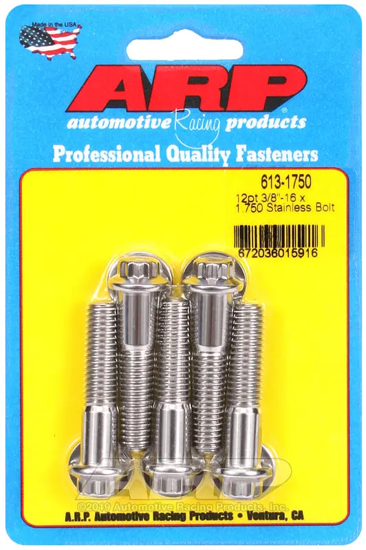 Arp 613-1750 Stainless Steel 12-Point Bolts - 3/8-16 X 1.750 In. Uhl, Set Of 5 1