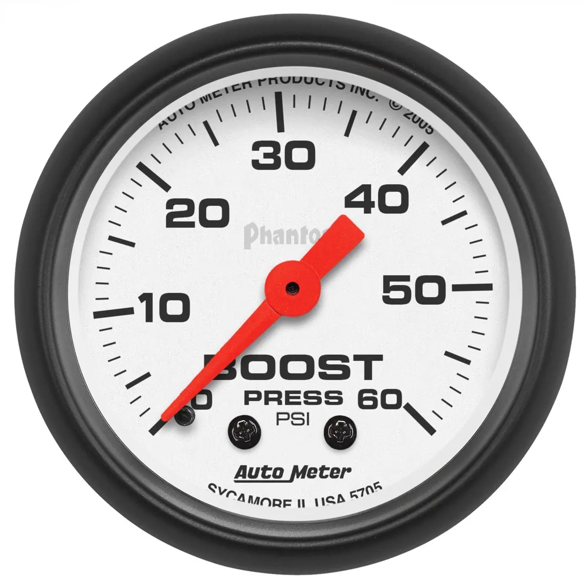 Autometer Phantom Series 2-1/16" Analog Gauge – Black Face With White Needle (Model 5705) 1