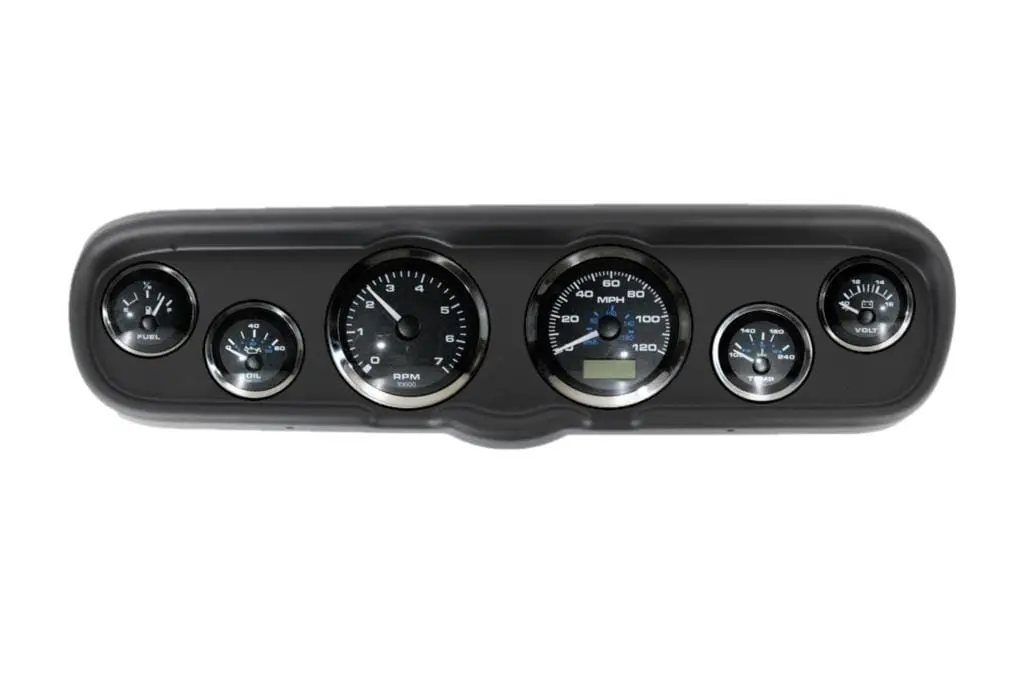 Classic Dash Analog Gauge Kit With Black Panel And White Dials 1
